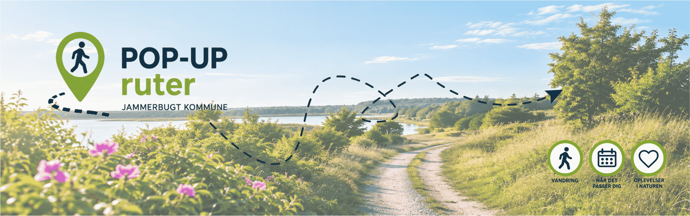 Logo for Pop-up ruter og billede af naturen