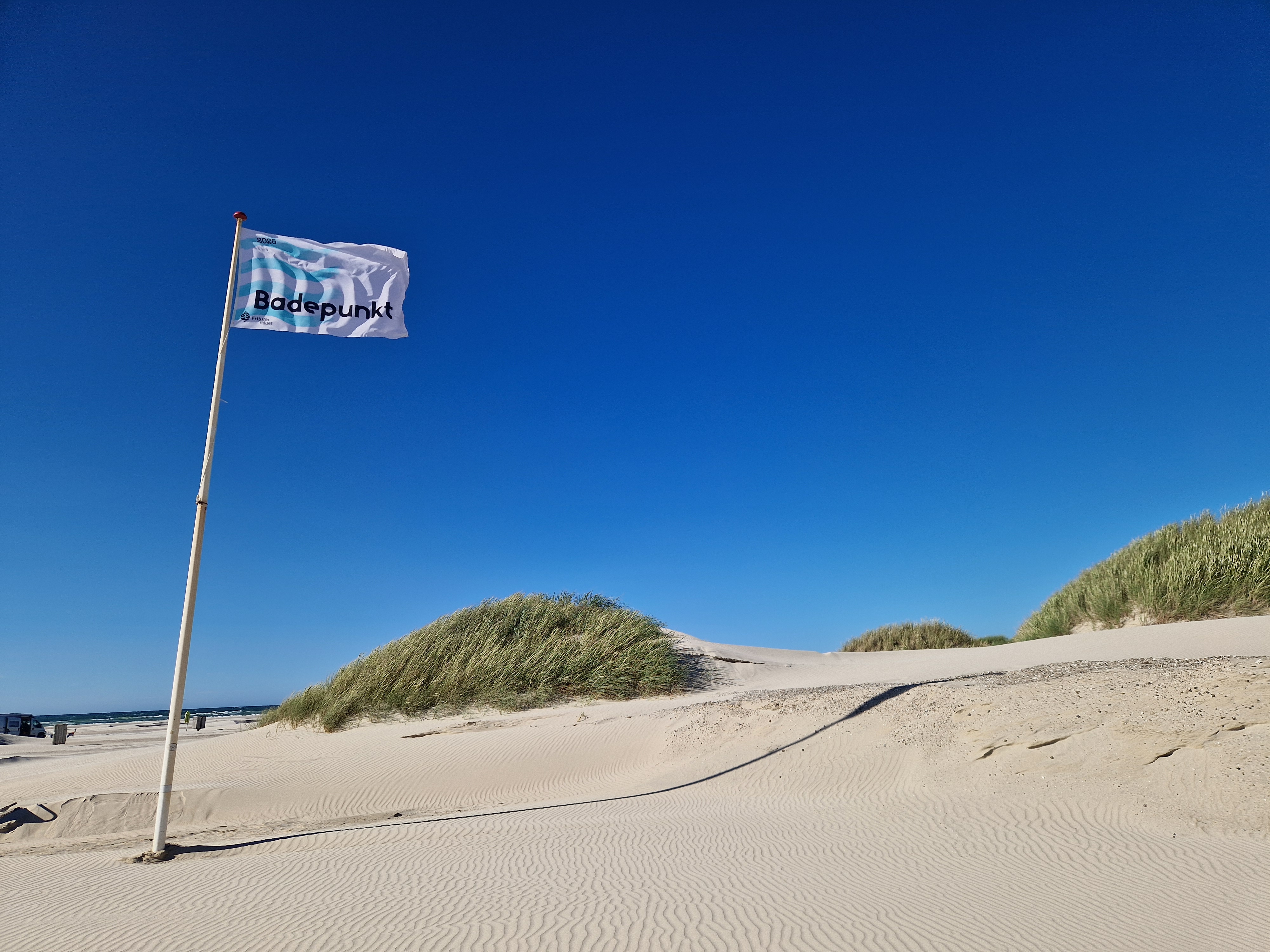 Badepunkt-flag på Saltum Strand, juni 2026