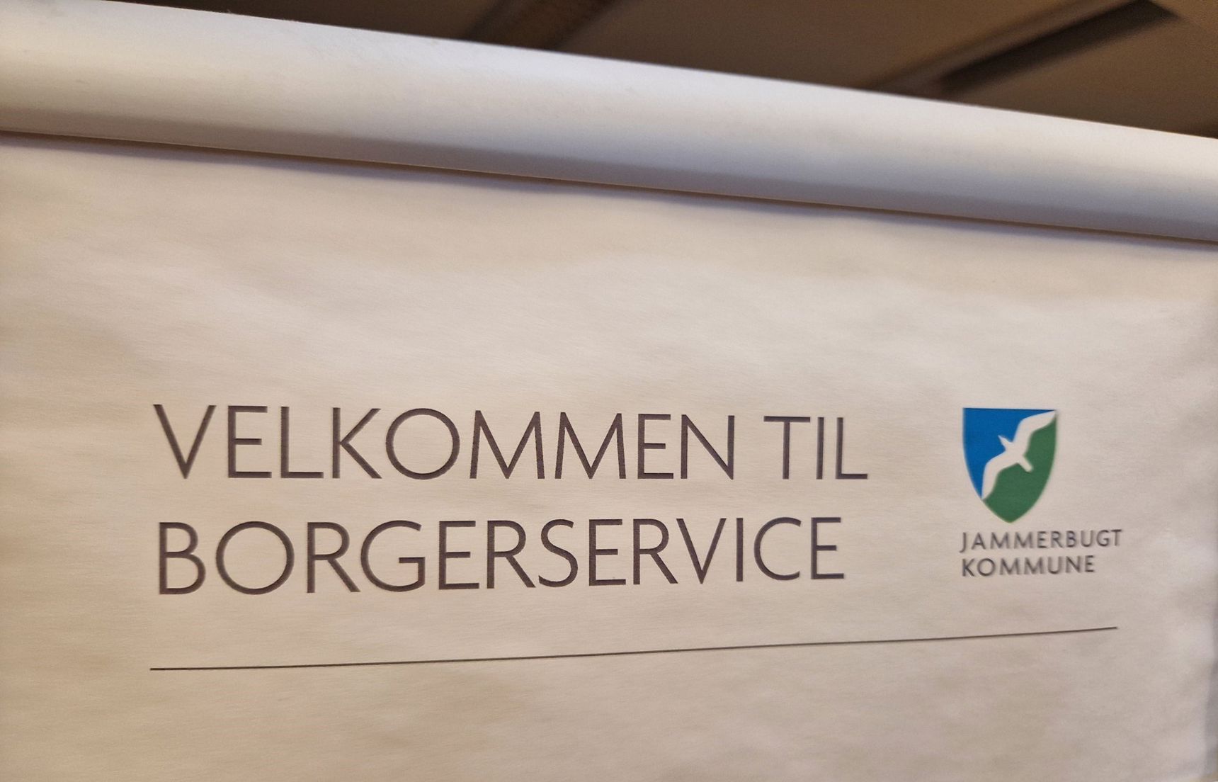 Skilt med Velkommen til Borgerservice
